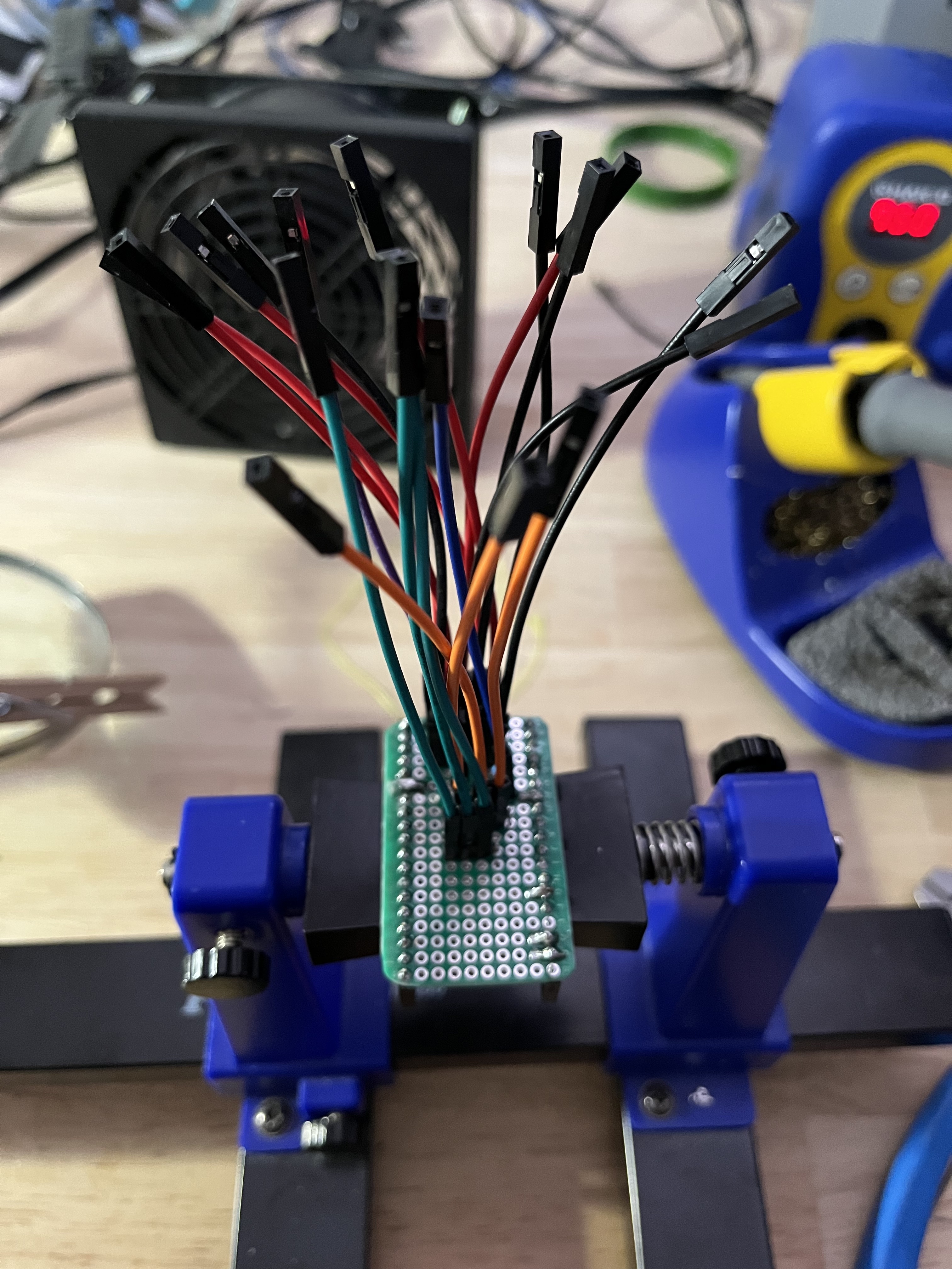 The wiring harness, which breaks the ESP-32 pins into specific connectors for each sensor