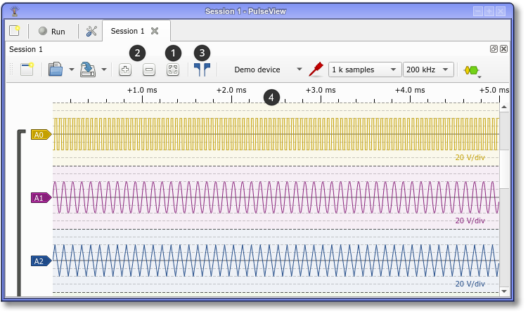 I used PulseView to visualize the output from the DLA